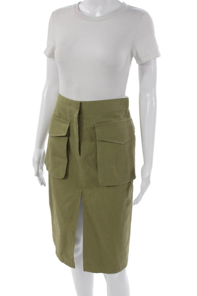 CO Women Cargo Skirt Green Cotton Knee Length Zip Size 2