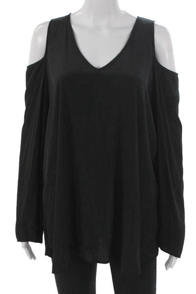Lola & Sophie Women Tunic Black V-Neck Long Sleeve Polyester Size L
