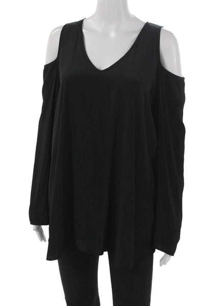 Lola & Sophie Women Tunic Black V-Neck Long Sleeve Polyester Size L