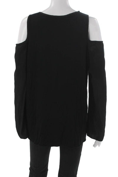 Lola & Sophie Women Tunic Black V-Neck Long Sleeve Polyester Size L