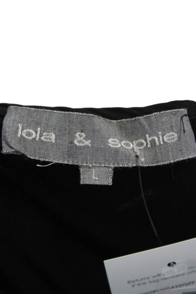 Lola & Sophie Women Tunic Black V-Neck Long Sleeve Polyester Size L