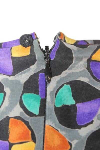 Adolfo Women Silk Abstract Long Sleeve Shirt Size S