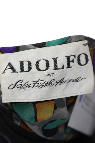Adolfo Women Silk Abstract Long Sleeve Shirt Size S
