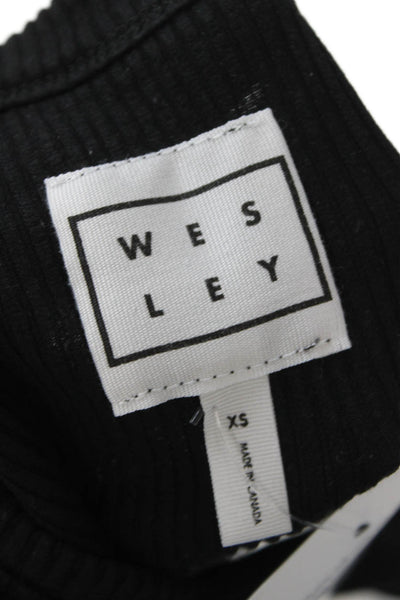 Wesley Women Cropped Tank Black Tencel Crew Neck Sleeveless Size XS