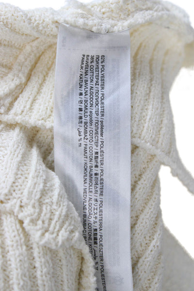 MNG Women High Neck Sleeveless Sweater Vest Ivory Polyester Size S