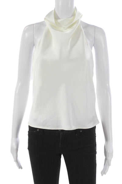 Zara Womens Sleeveless Cowl Neck Blouse White Polyester Size S