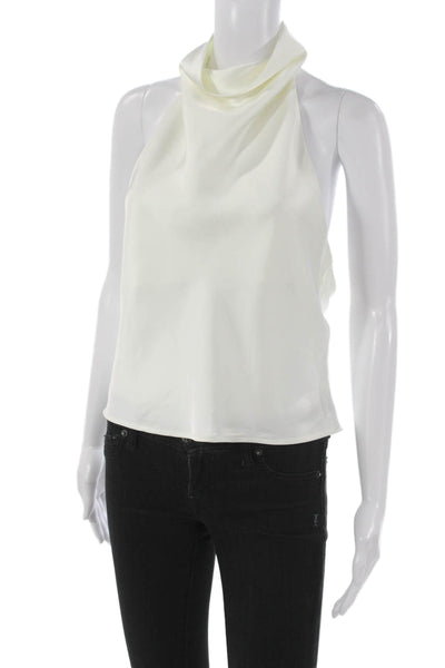 Zara Womens Sleeveless Cowl Neck Blouse White Polyester Size S