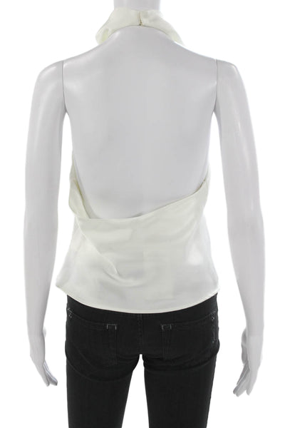 Zara Womens Sleeveless Cowl Neck Blouse White Polyester Size S
