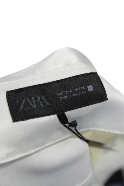 Zara Womens Sleeveless Cowl Neck Blouse White Polyester Size S