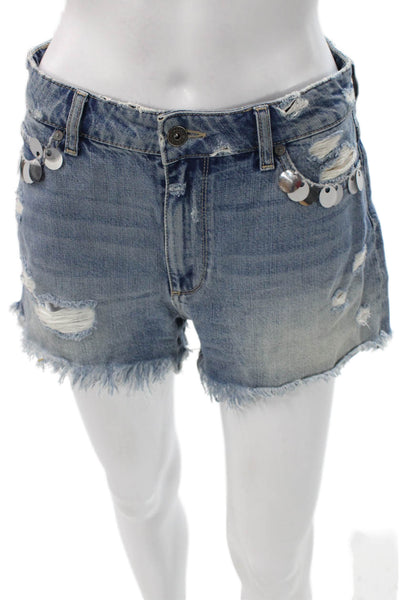 Paige Womens Blue Cut-Off Shorts Size 27
