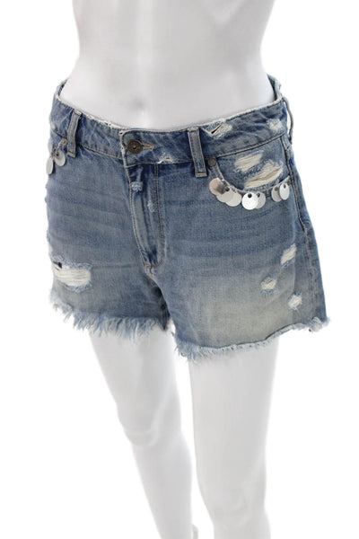 Paige Womens Blue Cut-Off Shorts Size 27