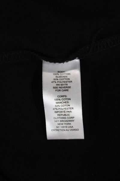 Industry Women Basic T-Shirt Black Cotton Round Neck Short Sleeve Size S Petite