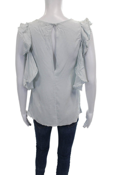 Rebecca Minkoff Womens Blue Short Sleeve Blouse Size XS
