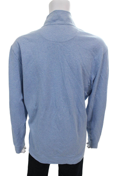 Vineyard Vines Mens Pullover Mock Neck Zip Blue Cotton Size 2XL