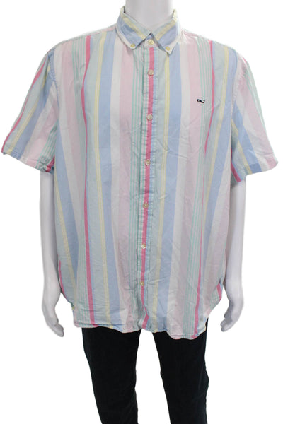 Vineyard Vines Men's Short Sleeves Button Down Multicolor Striped Shirt Size 2XL