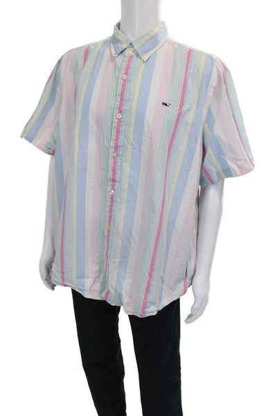 Vineyard Vines Men's Short Sleeves Button Down Multicolor Striped Shirt Size 2XL