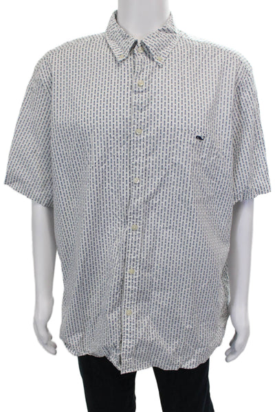 Vineyard Vines Mens Button Down Short Sleeve Cotton Graphic Shirt Size 2XL