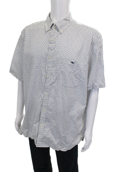Vineyard Vines Mens Button Down Short Sleeve Cotton Graphic Shirt Size 2XL