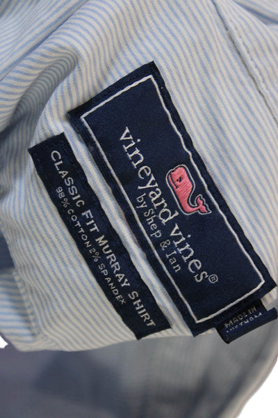 Vineyard Vines Mens Button-Down Shirt Long Sleeve Striped Blue Cotton Size 2XL