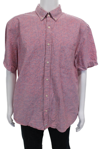 Vineyard Vines Mens Buttoned Down Shirt Red Geometric Short Sleeve Size 2XL