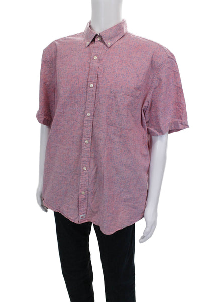 Vineyard Vines Mens Buttoned Down Shirt Red Geometric Short Sleeve Size 2XL