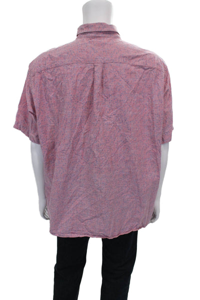 Vineyard Vines Mens Buttoned Down Shirt Red Geometric Short Sleeve Size 2XL