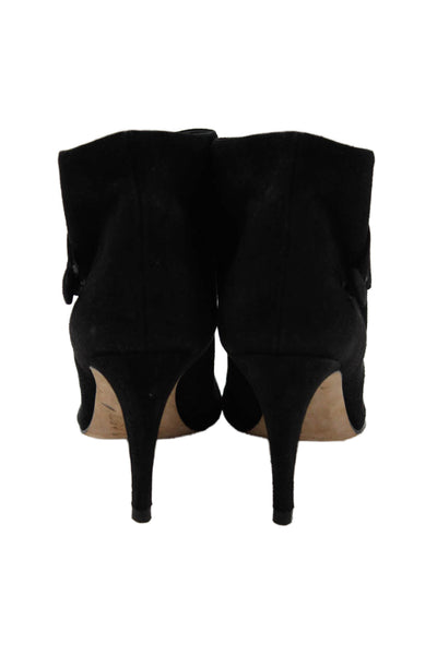 Manolo Blahnik Womens Suede Button Closure Ankle Boots Black Size 37 7