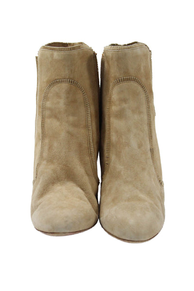 Aquazzura Womens Suede Tassel Back Stretch Inset Ankle Boots Beige Size 36 6