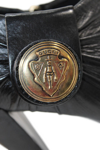 Gucci Womens Leather Hysteria Accent Ankle Boots Black Size 36.5 6.5