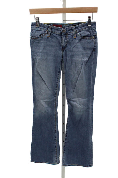 AG Women Bootcut Jeans Blue Mid Rise Button Cotton Inseam 33 Size 24