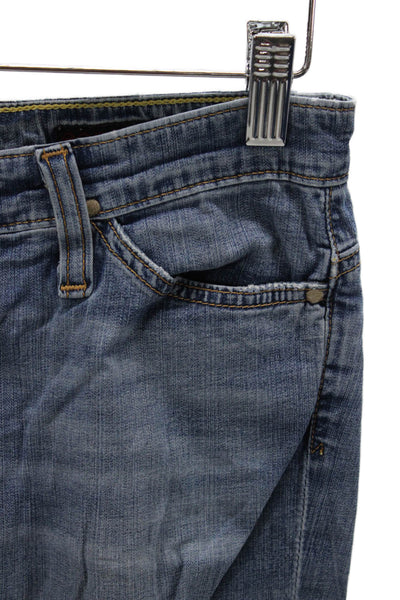 AG Women Bootcut Jeans Blue Mid Rise Button Cotton Inseam 33 Size 24