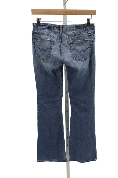 AG Women Bootcut Jeans Blue Mid Rise Button Cotton Inseam 33 Size 24