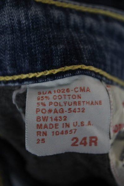AG Women Bootcut Jeans Blue Mid Rise Button Cotton Inseam 33 Size 24