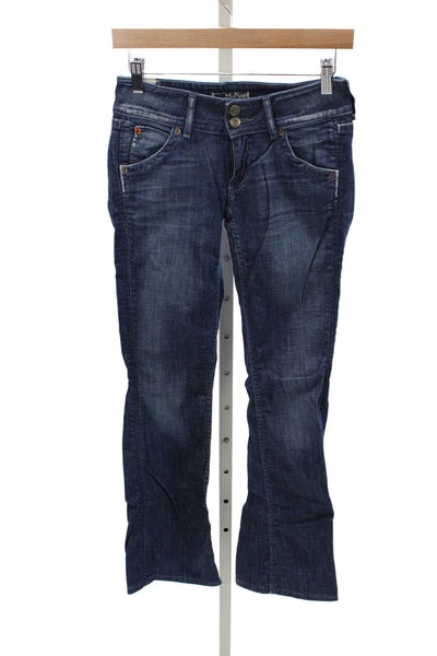 Hudson Womens Blue Bootcut Jeans Mid Rise 33 Inseam Button Cotton Size 25