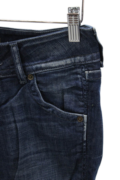 Hudson Womens Blue Bootcut Jeans Mid Rise 33 Inseam Button Cotton Size 25