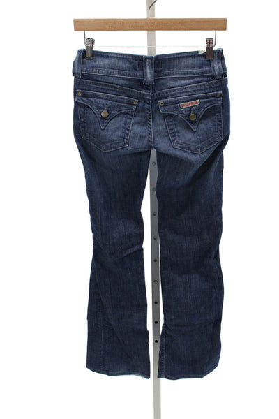 Hudson Womens Blue Bootcut Jeans Mid Rise 33 Inseam Button Cotton Size 25