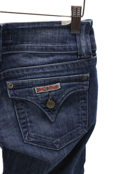Hudson Womens Blue Bootcut Jeans Mid Rise 33 Inseam Button Cotton Size 25