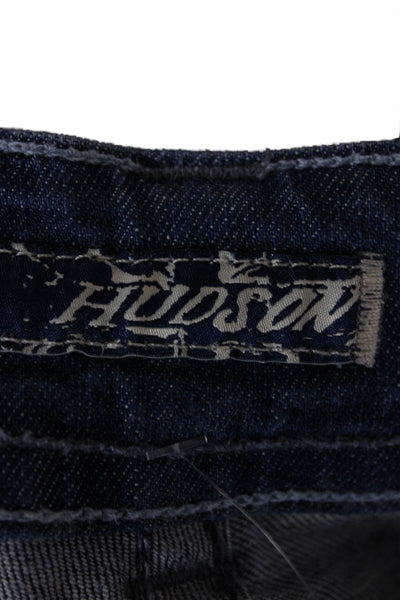 Hudson Womens Blue Bootcut Jeans Mid Rise 33 Inseam Button Cotton Size 25