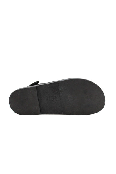 Chanel Womens CC Logo Dad Slingback Flat Sandals Black Size 8