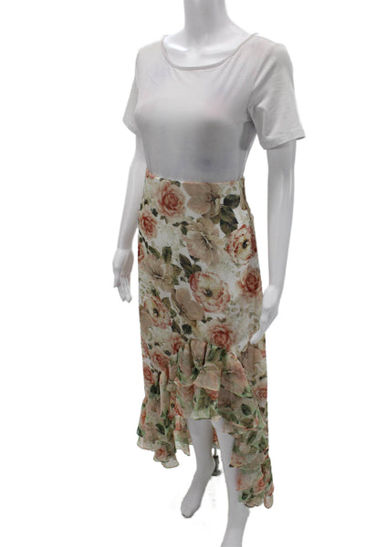 Alice + Olivia Women Flare Skirt Long Multicolor Floral Zip Polyester Size 4