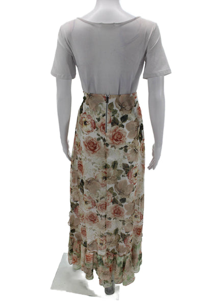 Alice + Olivia Women Flare Skirt Long Multicolor Floral Zip Polyester Size 4