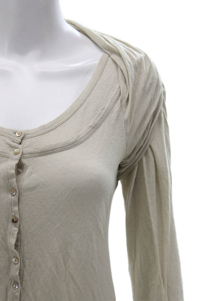 Cotelac Womens Beige Long Sleeve Scoop Neck Cardigan Cotton Size 1
