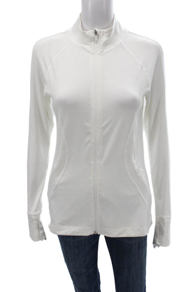 Athleta Womens Track Jacket White Zip Long Sleeve Athleisure Petite Size S