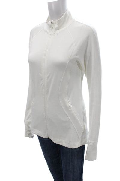 Athleta Womens Track Jacket White Zip Long Sleeve Athleisure Petite Size S