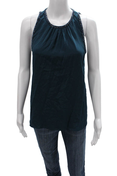Maje Women Beaded Silk Camisole Blue Size 1