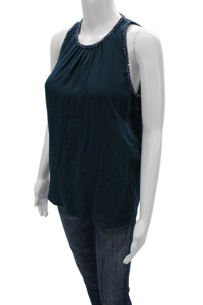 Maje Women Beaded Silk Camisole Blue Size 1