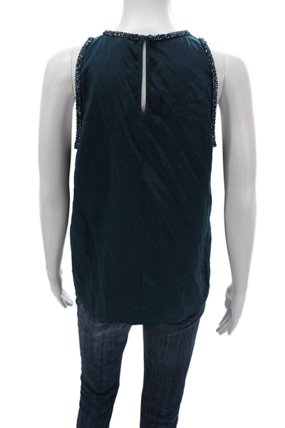 Maje Women Beaded Silk Camisole Blue Size 1