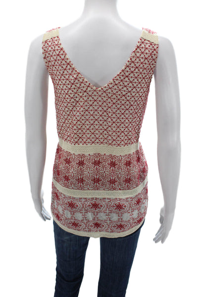 Velvet by Graham & Spencer Womens Red Geometric V Neck Camisole Cotton Size S