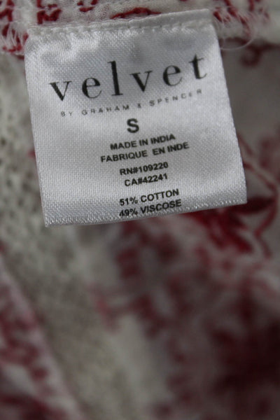 Velvet by Graham & Spencer Womens Red Geometric V Neck Camisole Cotton Size S