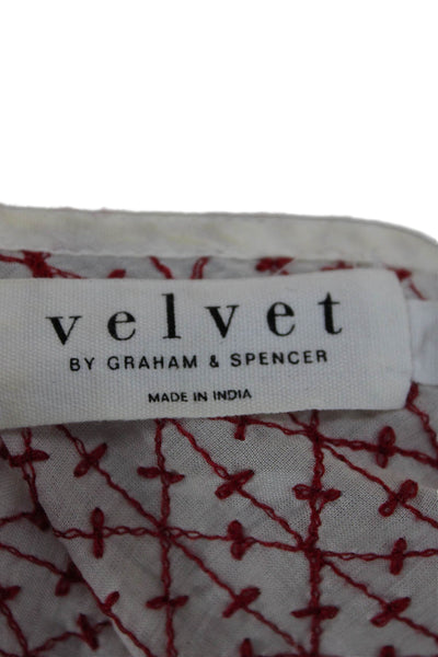 Velvet by Graham & Spencer Womens Red Geometric V Neck Camisole Cotton Size S
